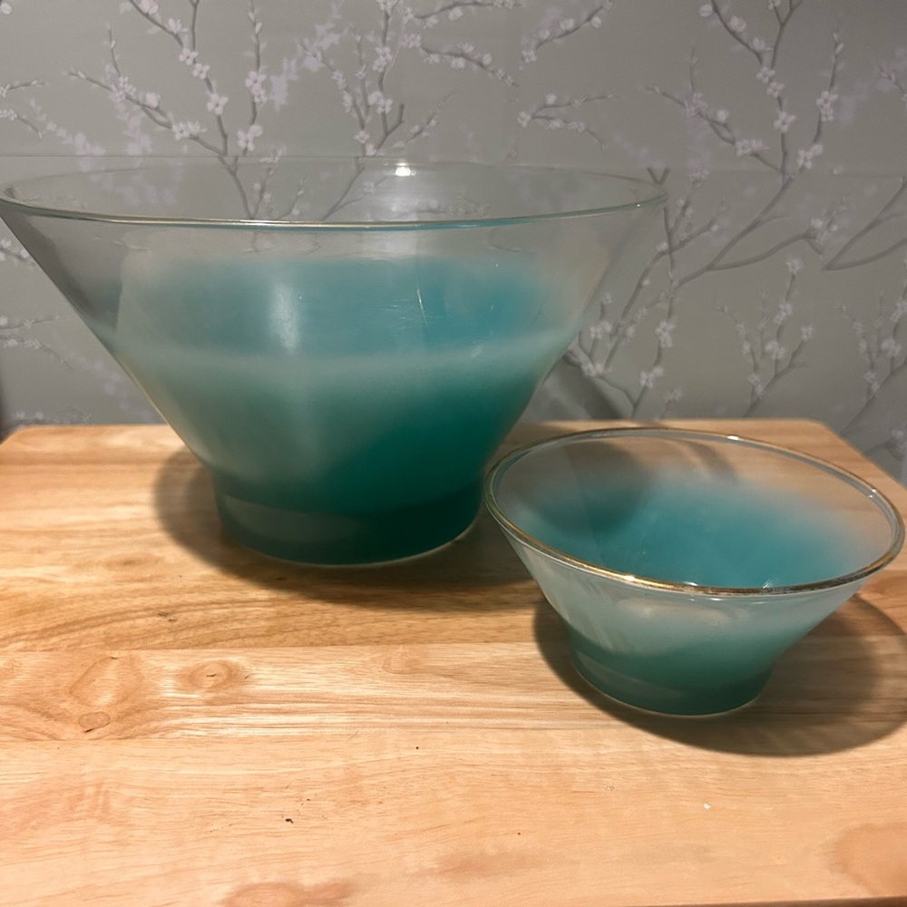 MCM West Virginia Blendo GlassTeal Ombre Glass Serving Bowls - Set of 2